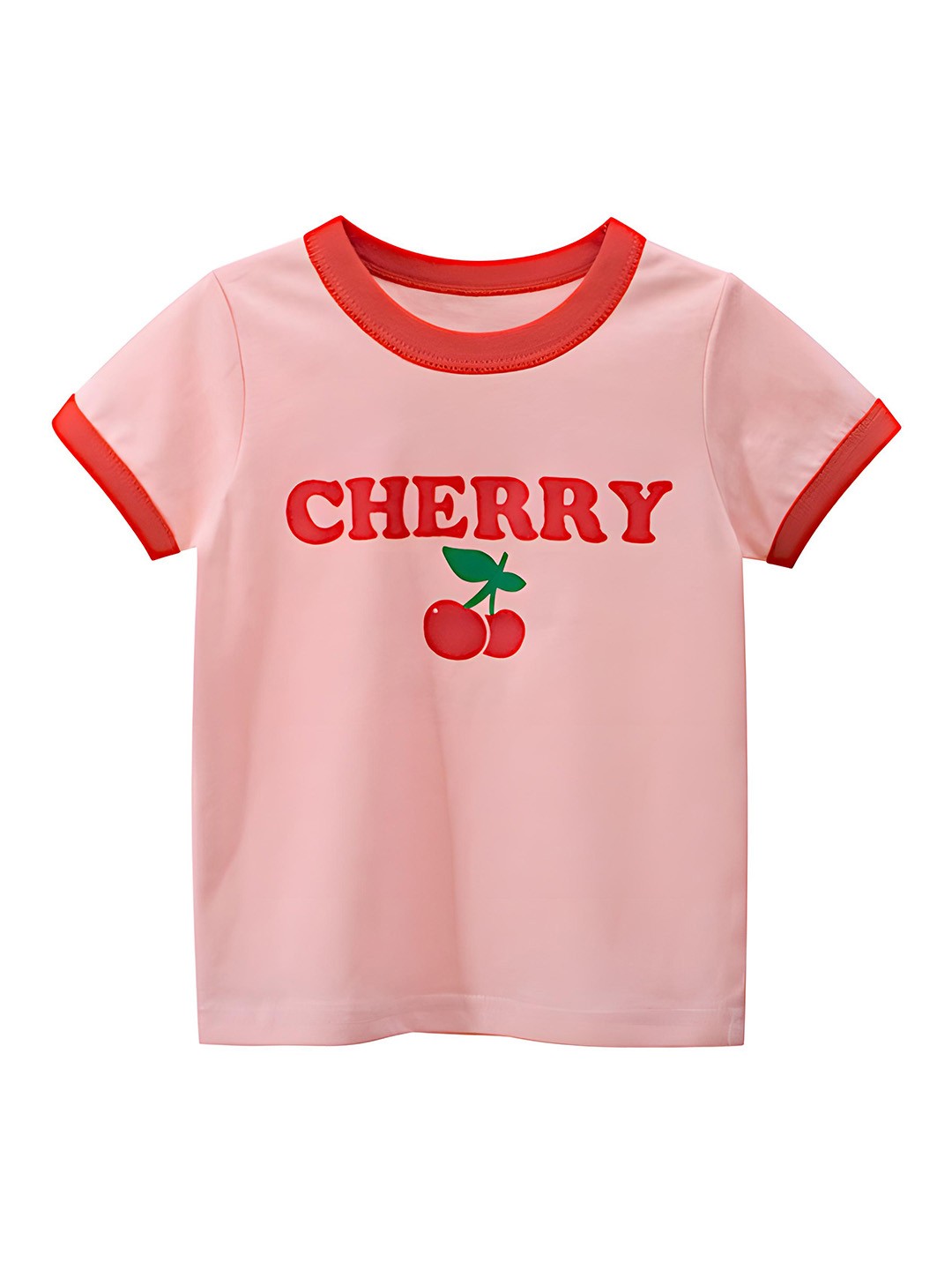 

BAESD Girls Printed High Neck Applique T-shirt, Pink