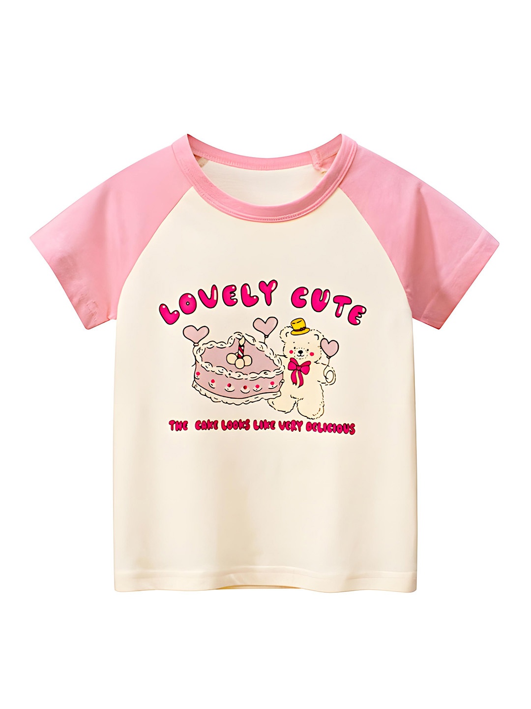 

BAESD Girls Typography Printed T-shirt, Cream