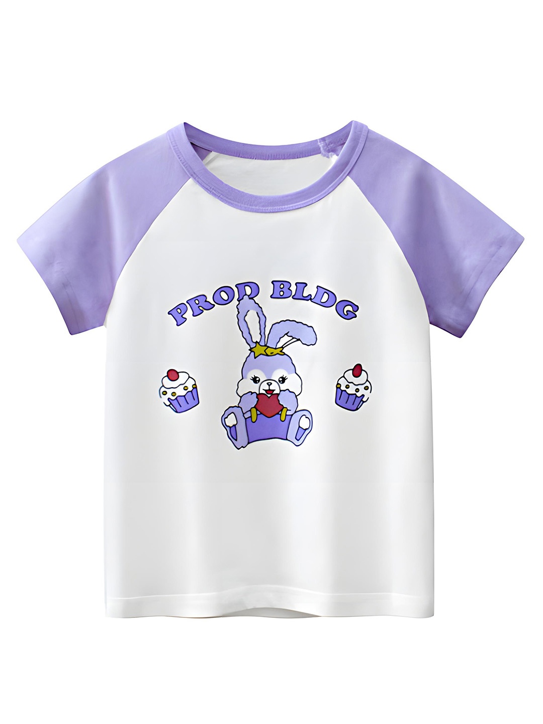 

BAESD Girls Graphic Printed Round Neck Cotton T-shirt, White