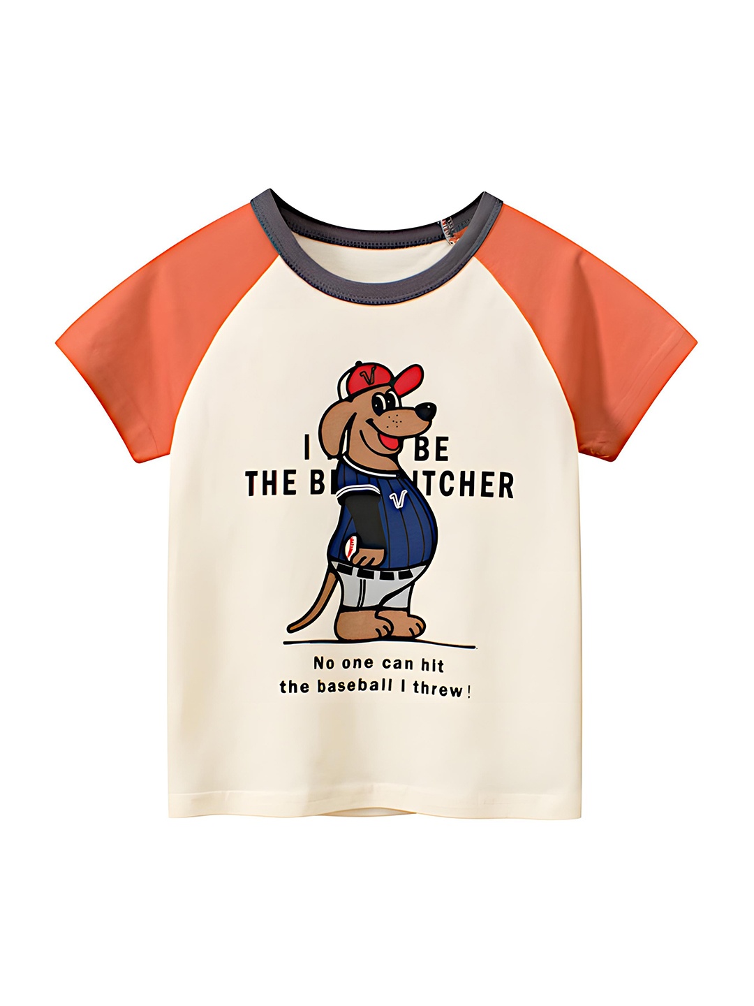

BAESD Kids Graphic Printed Round Neck Cotton T-shirt, Beige