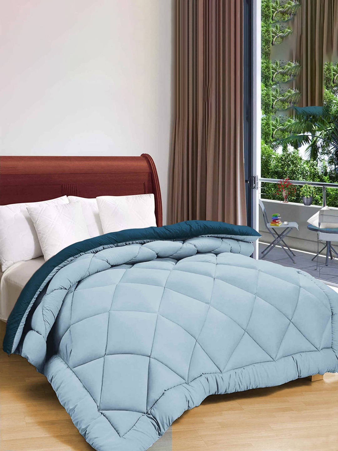 

bsb home Turquoise Blue & Grey Microfiber Mild Winter 210 GSM Double Bed Comforter