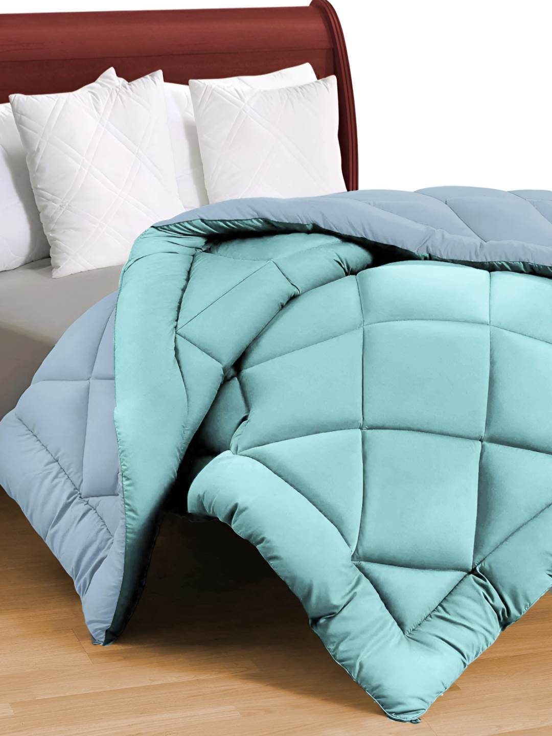 

bsb home Sea Green & Grey Microfiber Mild Winter 210 GSM Double Bed Comforter