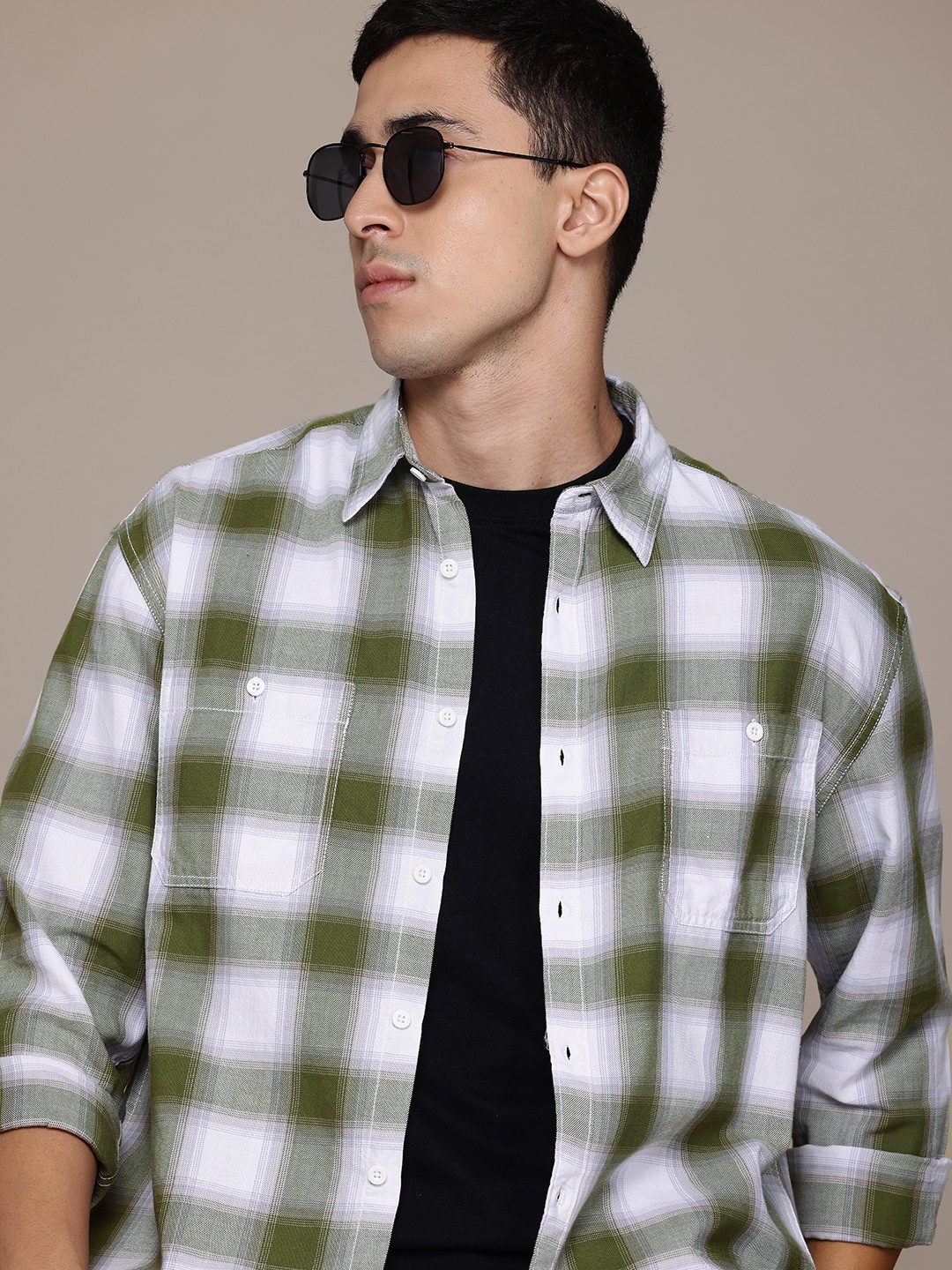 

Roadster Tartan Checks Opaque Casual Shirt, Green