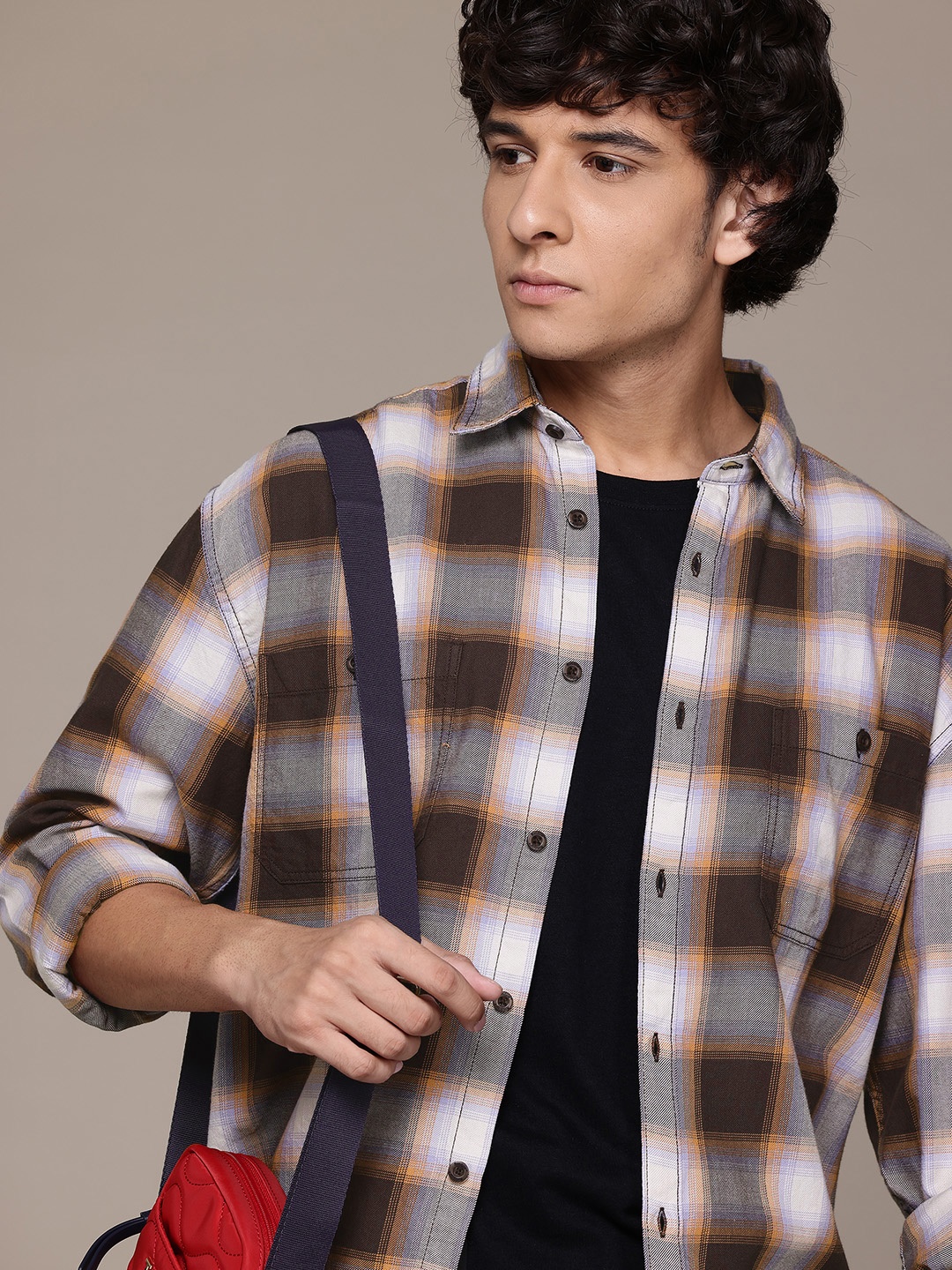 

Roadster Tartan Checks Opaque Casual Shirt, Brown