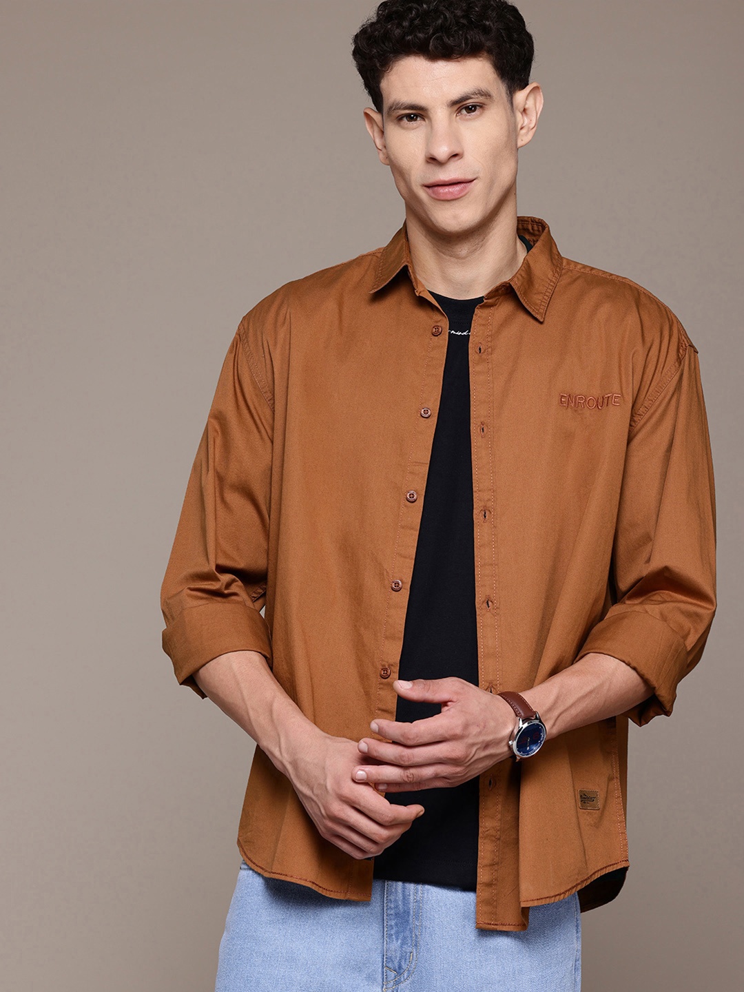 

The Roadster Lifestyle Co. Pure Cotton Relaxed Shirt, Brown