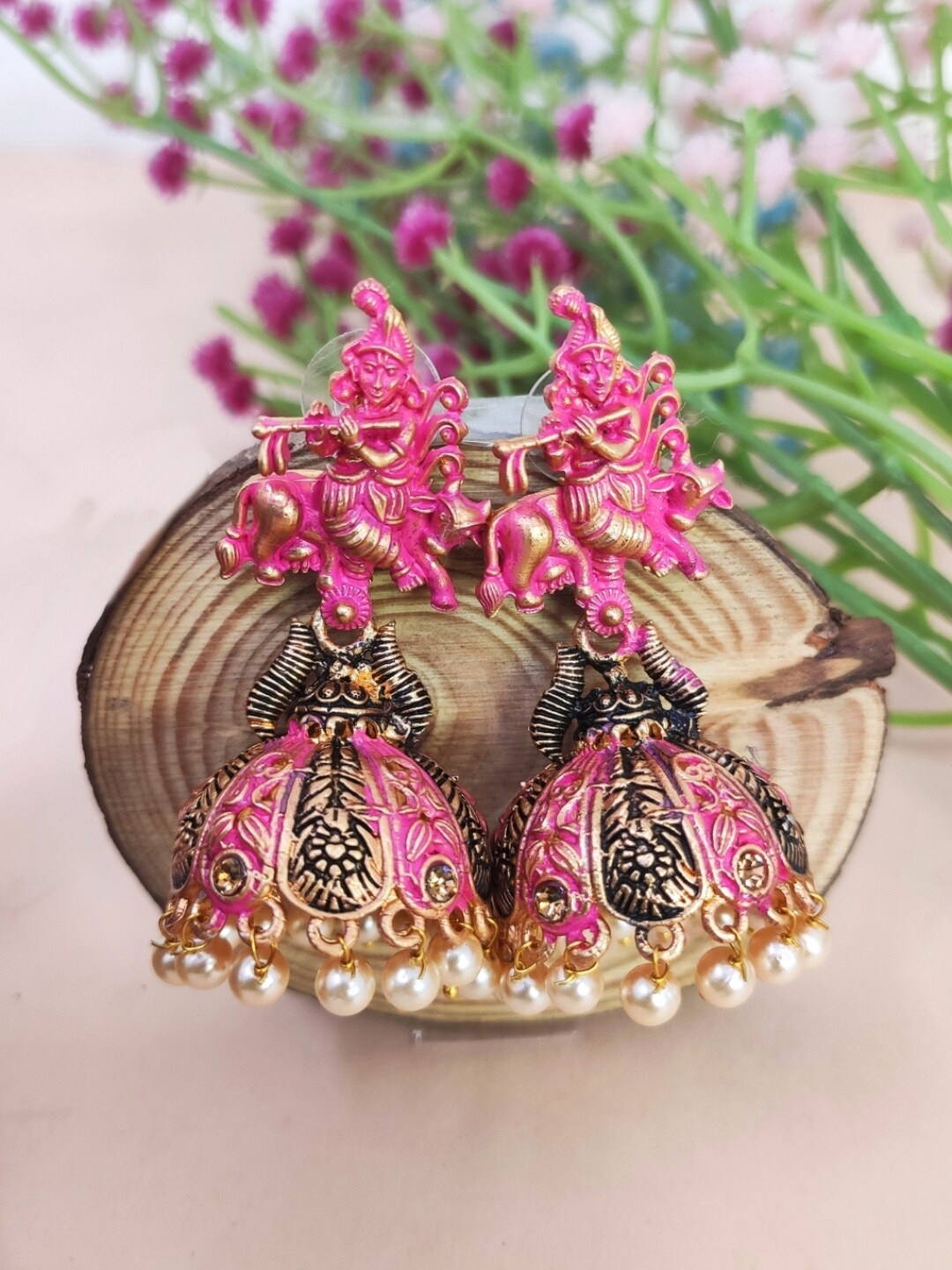 

Crunchy Fashion Brass-Plated Pearl Dome Shaped Classic Jhumkas, Gold