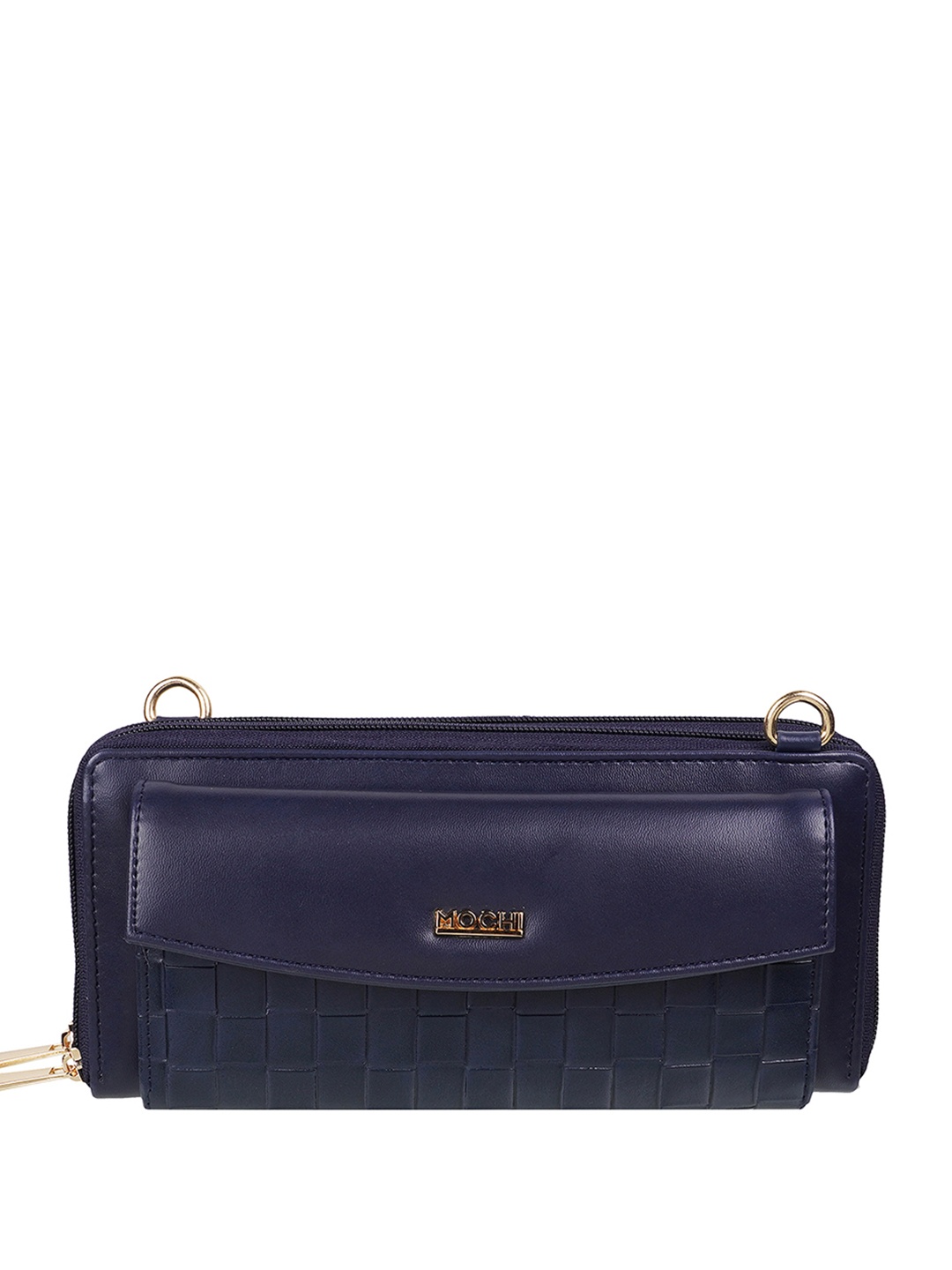 

Mochi Women Brand Logo Printed Zip Around Wallet, Blue
