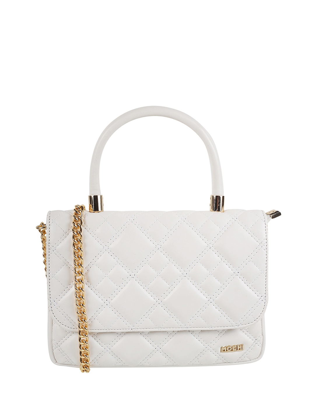 

Mochi Textured Structured Handheld Bag with Quilted, White