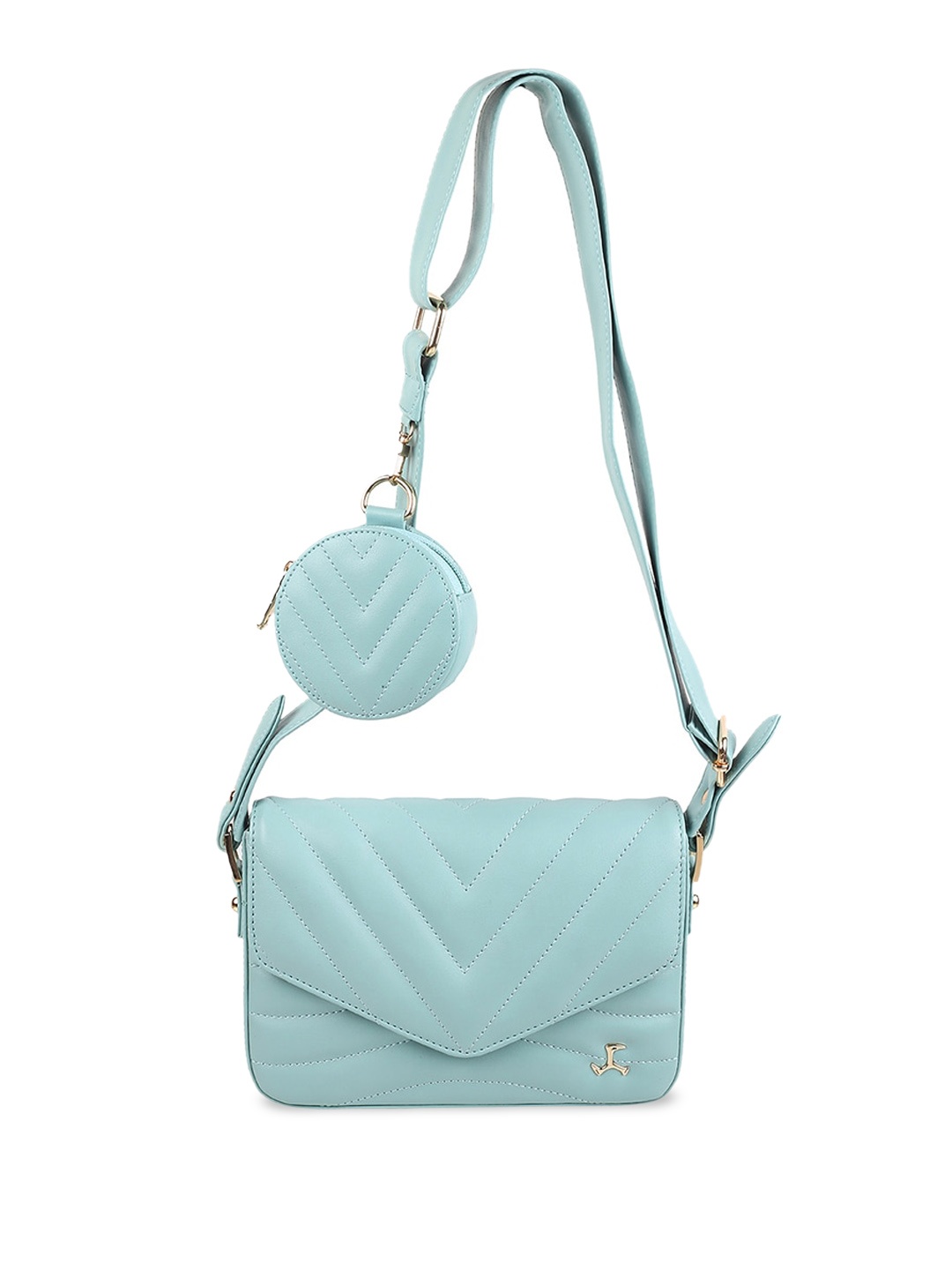 

Mochi Textured Structured Sling Bag, Blue