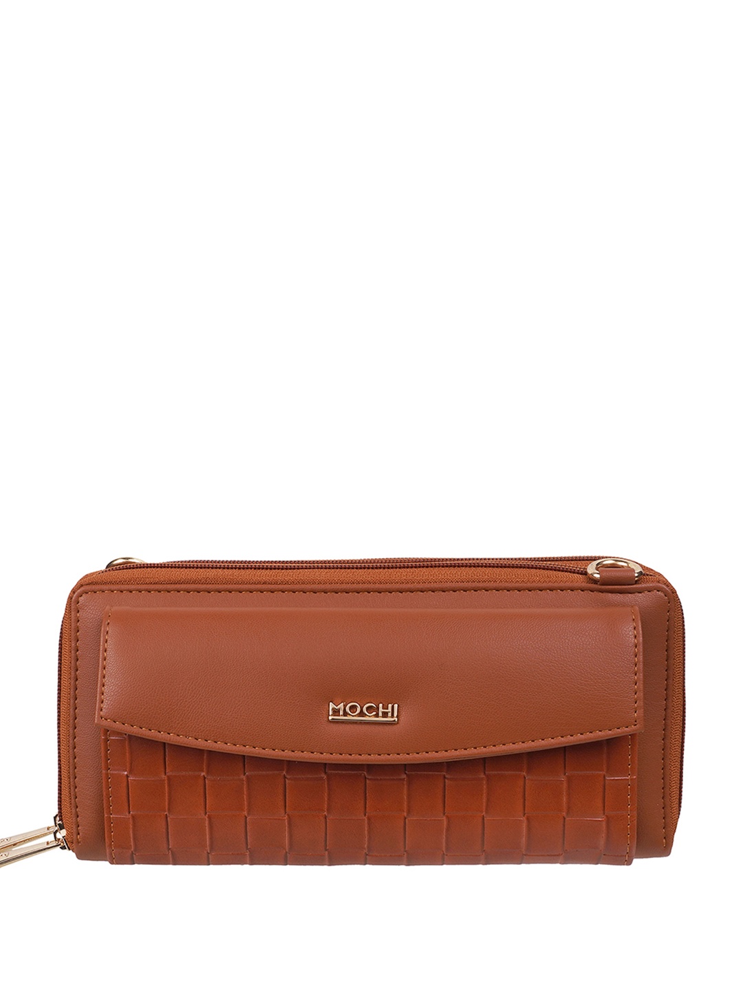 

Mochi Women Textured Zip Around Wallet, Tan