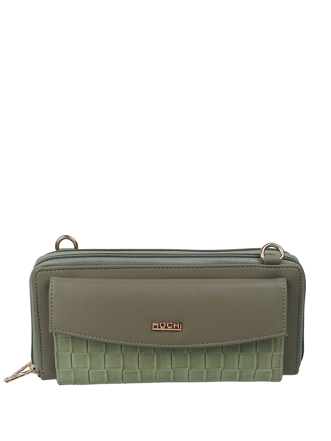 

Mochi Women Brand Logo Printed Zip Around Wallet, Green