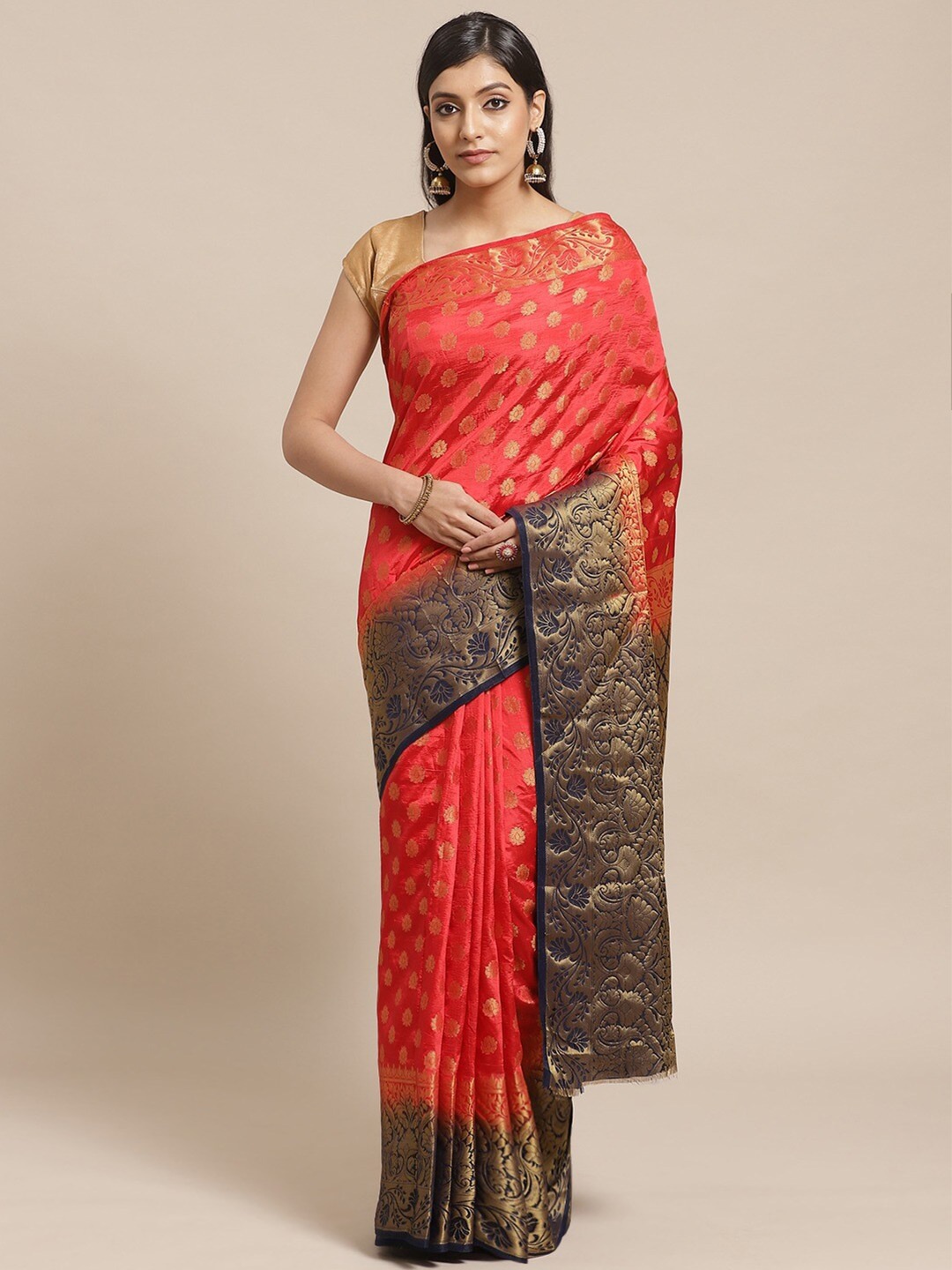 

KALINI Ethnic Motifs Woven Design Saree, Red