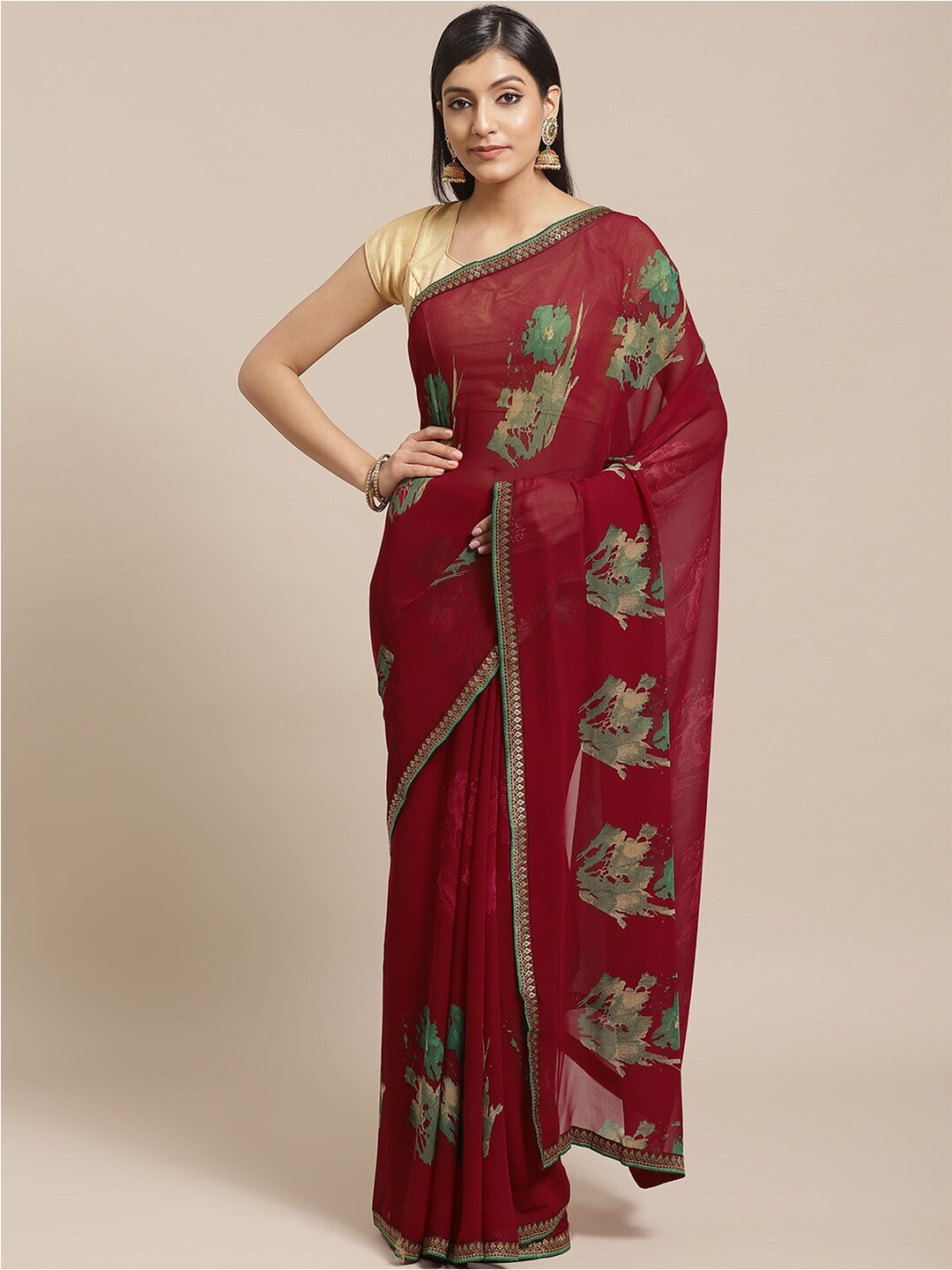 

KALINI Abstract Printed Saree, Red