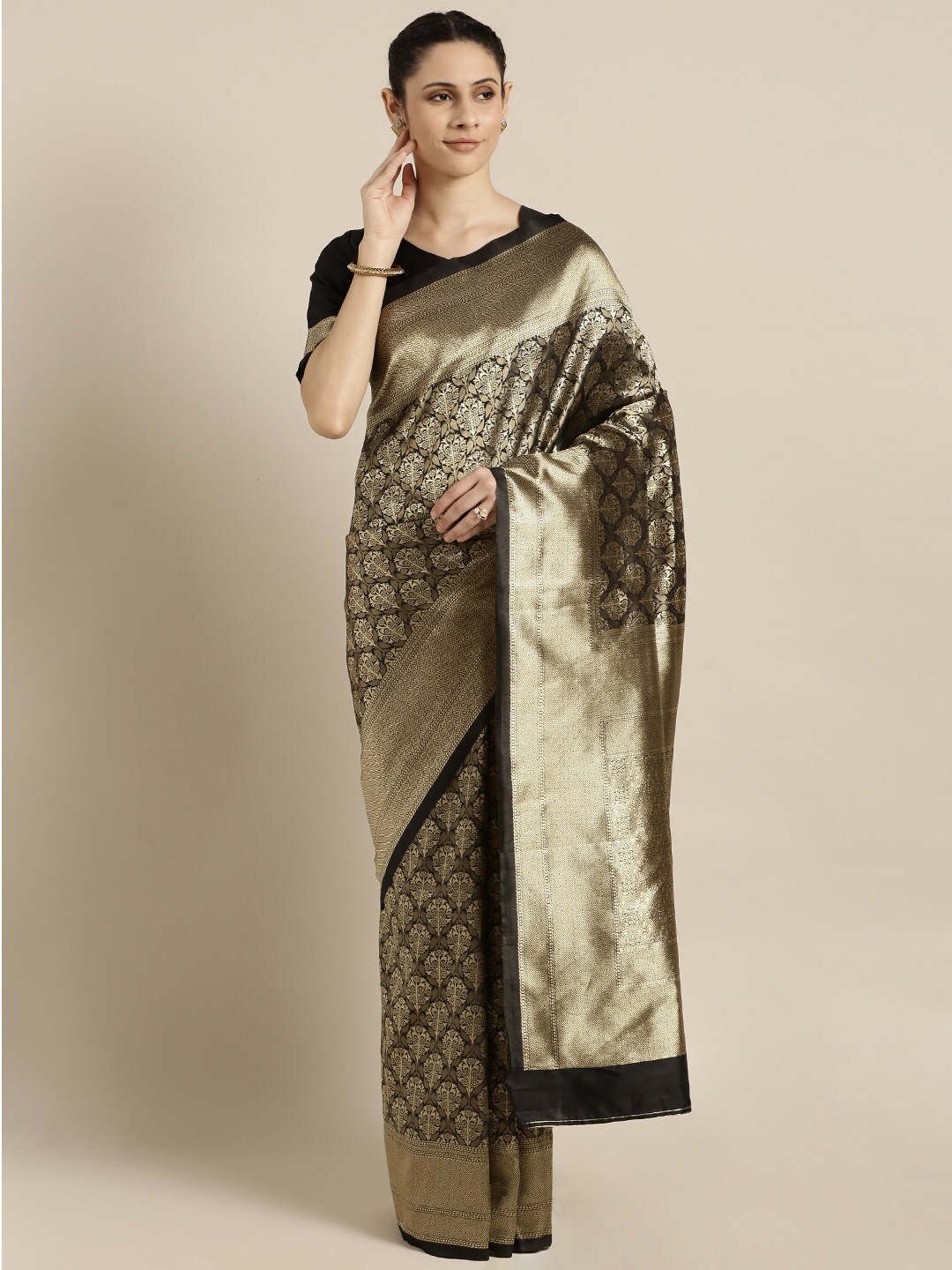 

KALINI Ethnic Motifs Woven Design Zari Saree, Copper