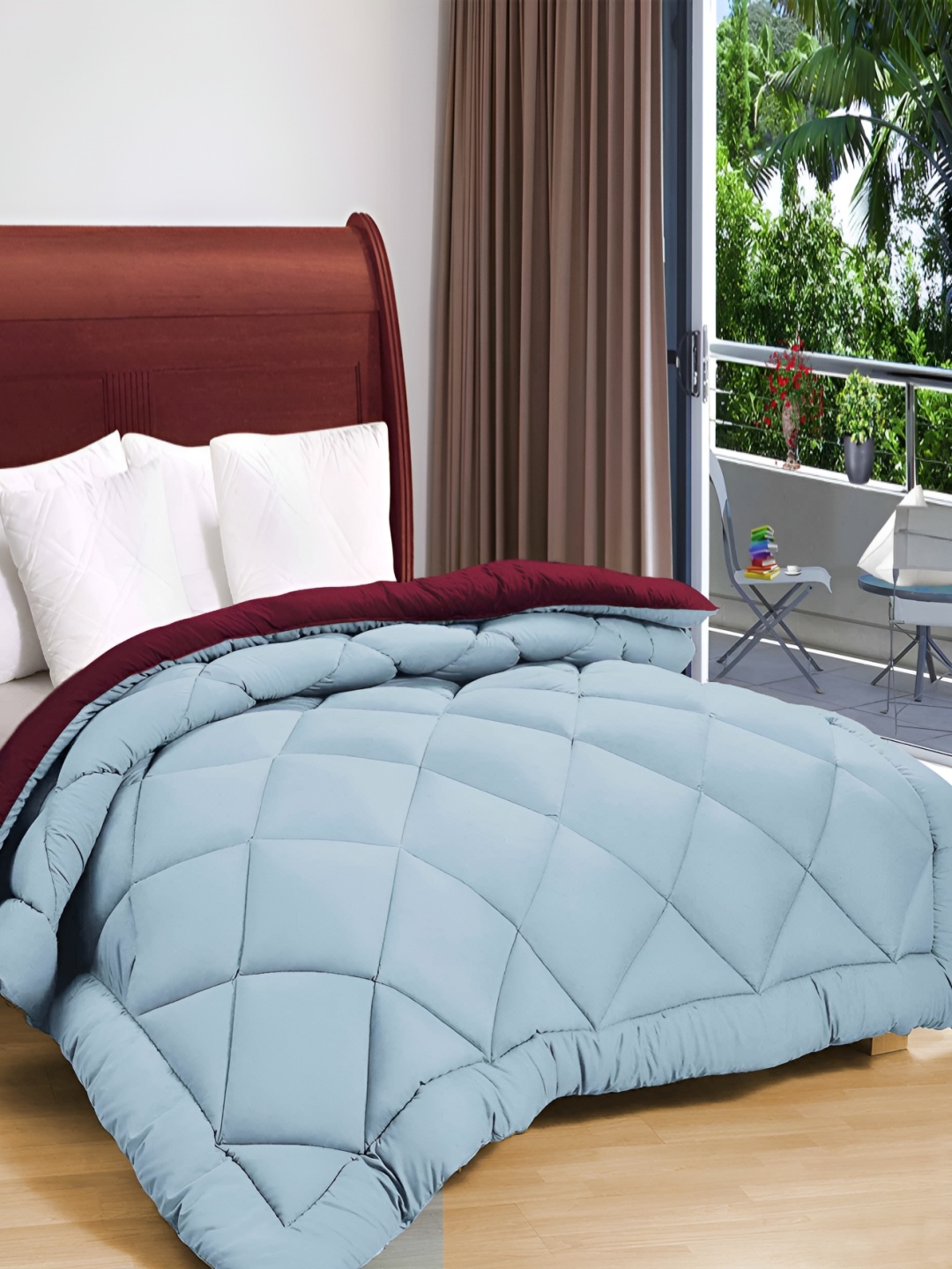

bsb home Maroon & Grey Microfiber Mild Winter 210 GSM Double Bed Comforter