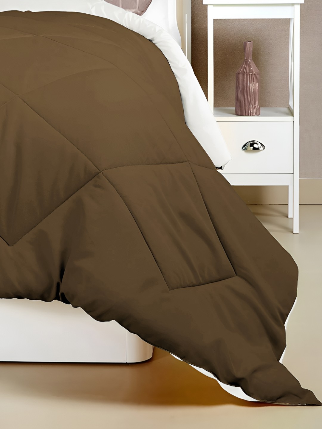 

bsb home Bronze-Toned & Beige Microfiber Mild Winter 210 GSM Double Bed Comforter