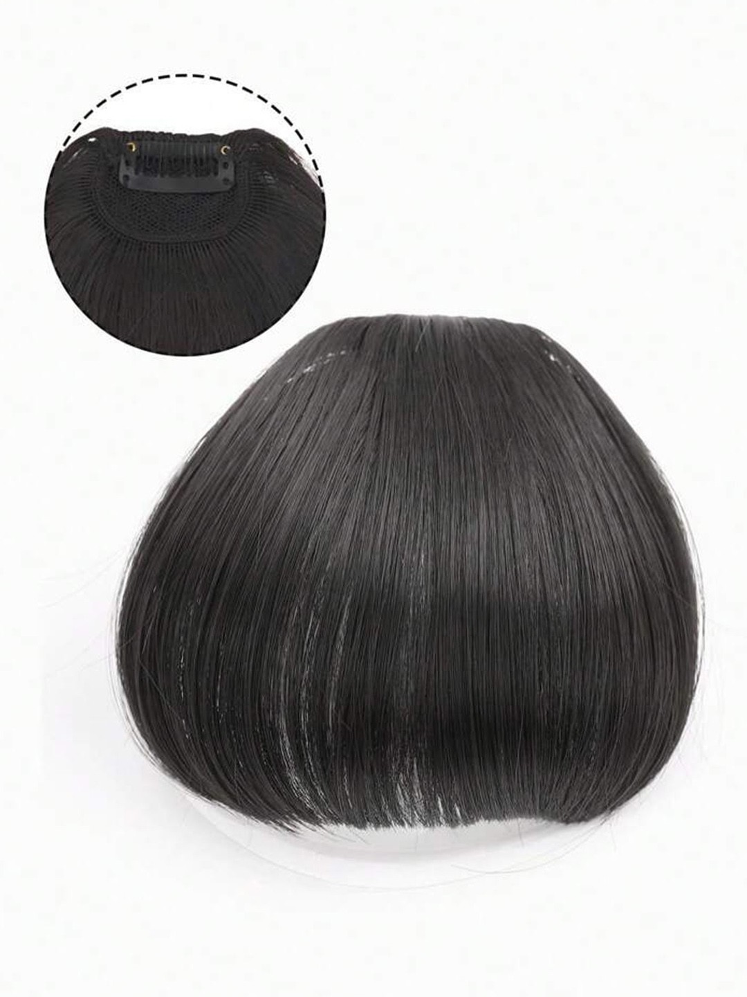 

Krelin Human Hair Clip-On Short Air Bangs Fringe Hair Extensions - Black 16