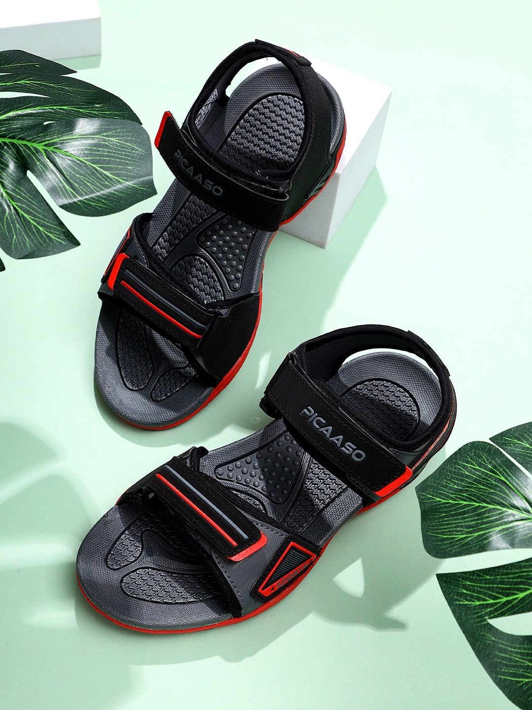 

Airson Men Open Toe Sports Sandals, Black