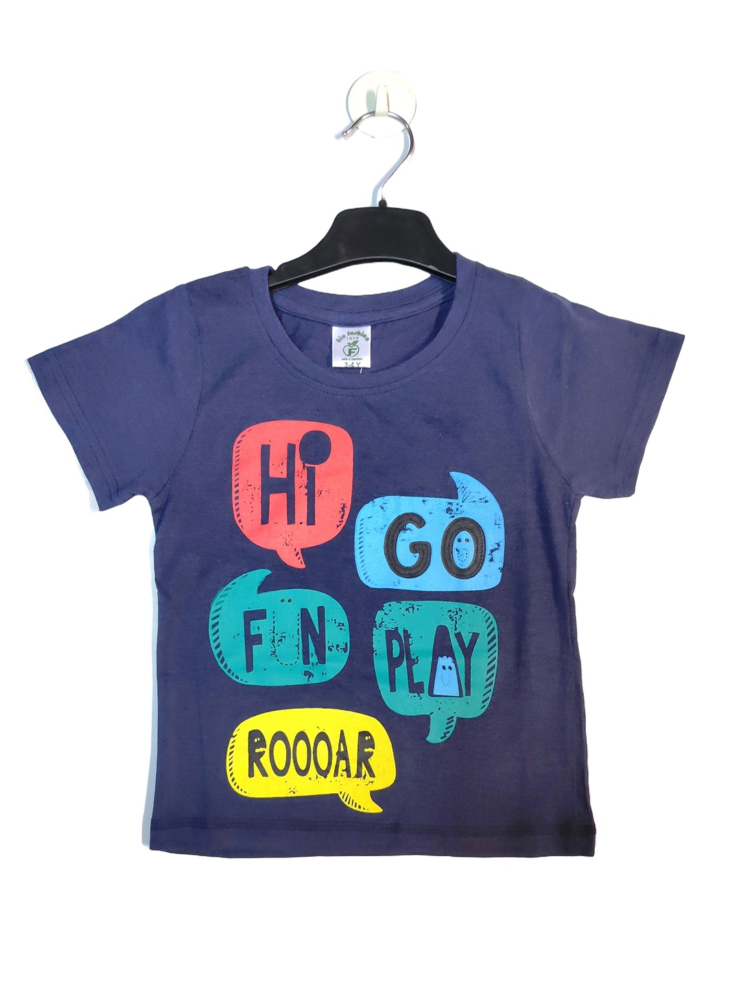 

BAESD Boys Typography Printed Round Neck Cotton T-shirt, Navy blue