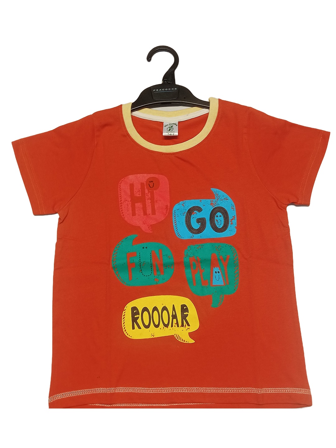 

BAESD Boys Typography Printed Round Neck Cotton T-shirt, Orange