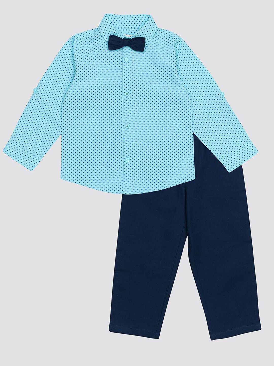 

H By Hamleys Boys Geometric Printed Shirt & Trousers with Bow, Blue