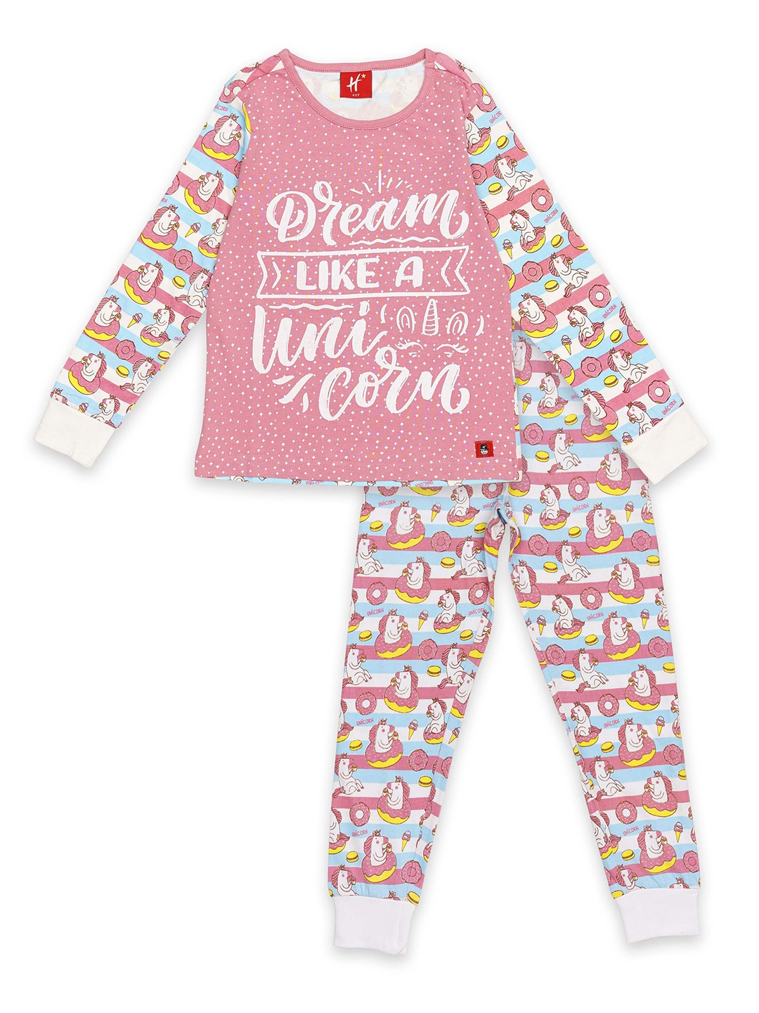 

H By Hamleys Girls Conversational Printed Pure Cotton T-shirt with Joggers, Pink