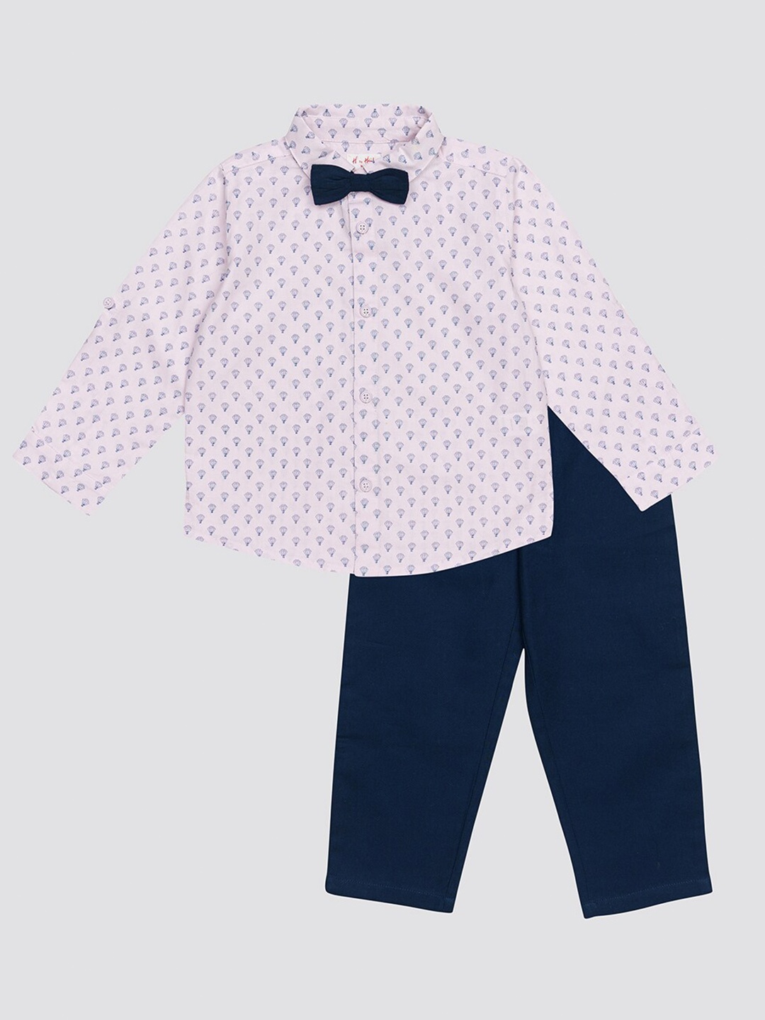 

H By Hamleys Infant Boys Conversational Printed Shirt & Trousers with Bow, Pink