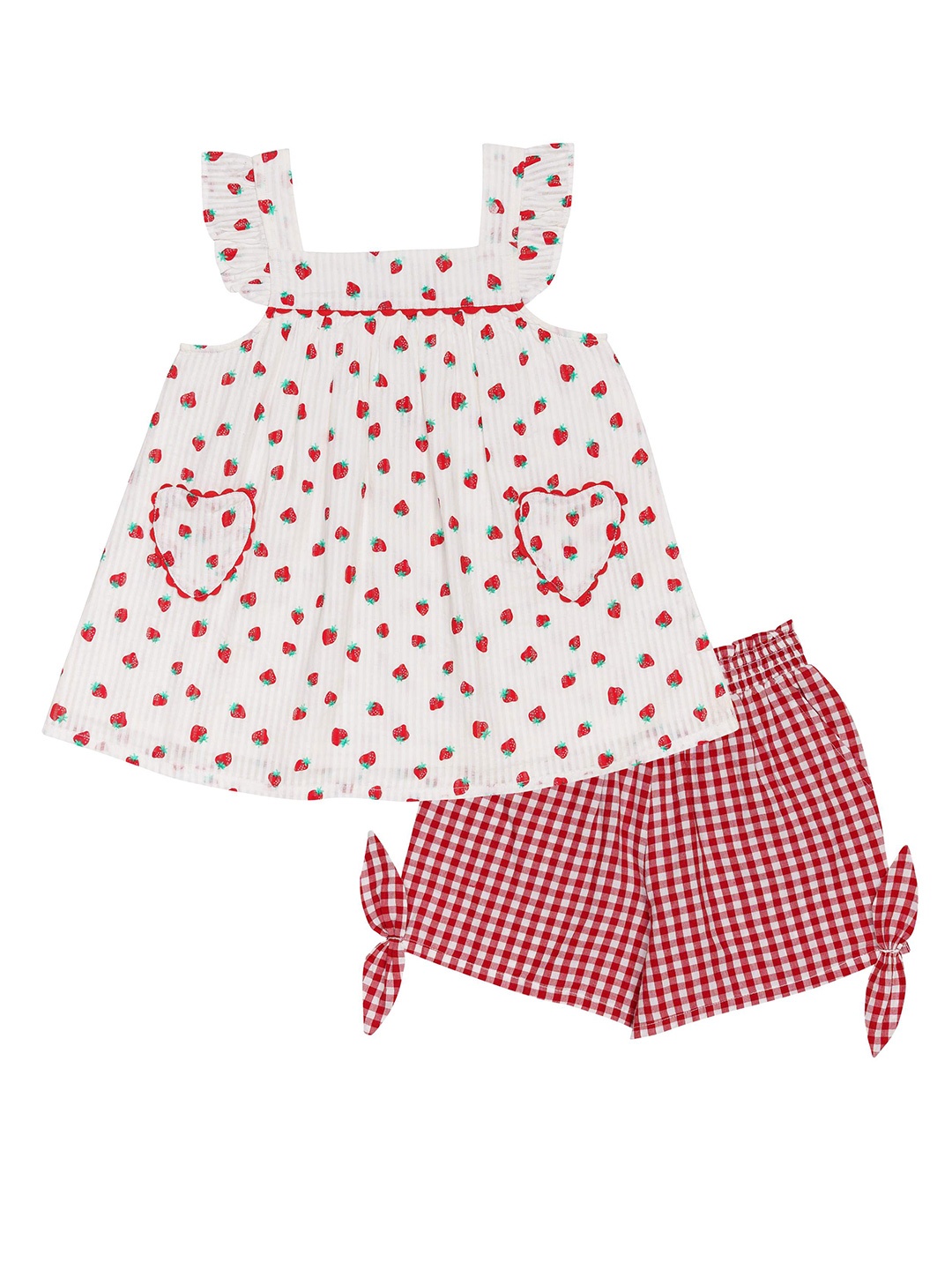 

H By Hamleys Girls Printed Pure Cotton Top with Shorts, White