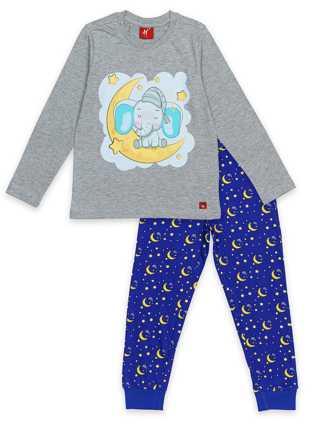 

H By Hamleys Boys Conversational Printed Pure Cotton T-shirt with Jogger, Grey