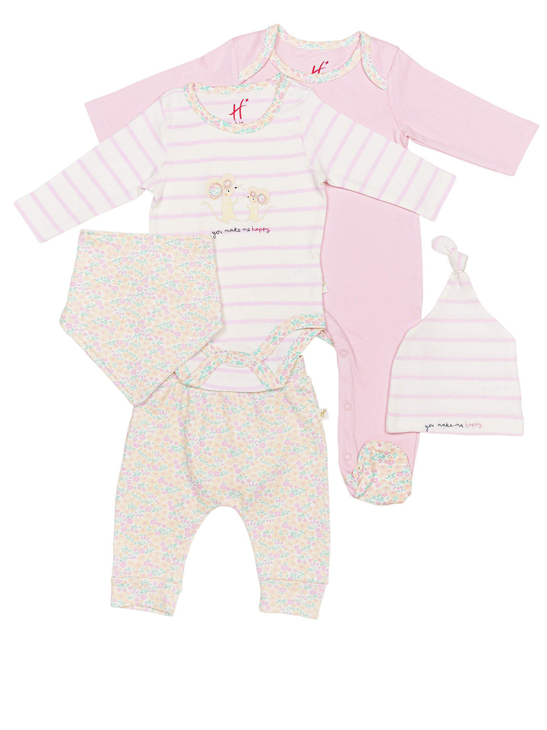 

H By Hamleys Infants Printed Pure Cotton Baby Apparel Gift Set, White