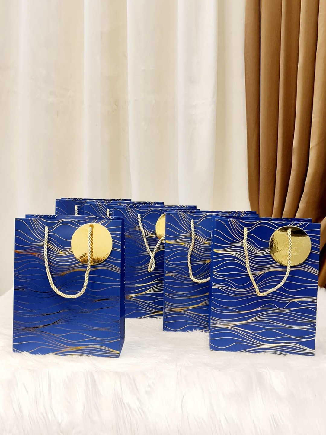 

Satyam Kraft Set Of 6 Printed Party Bags, Blue