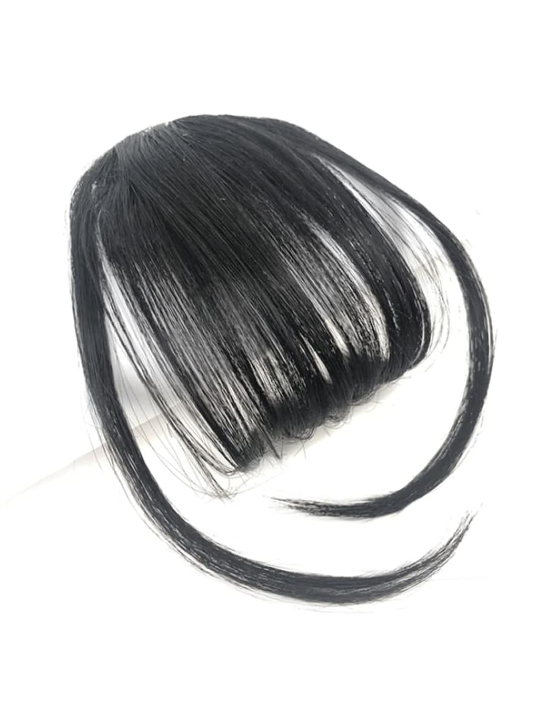 

FIMBUL Human Hair Clip-On Short Air Bangs Fringe Hair Extensions - Black 06