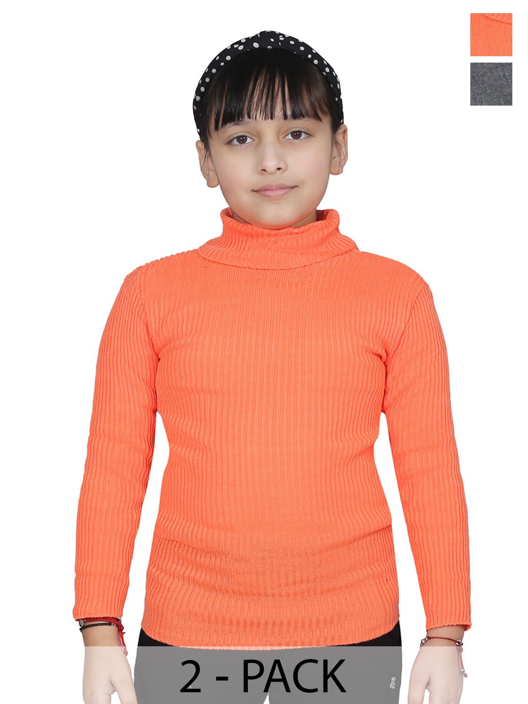 

BAESD Girls Pack of 2 Turtle Neck Woollen Pullover Sweaters, Grey