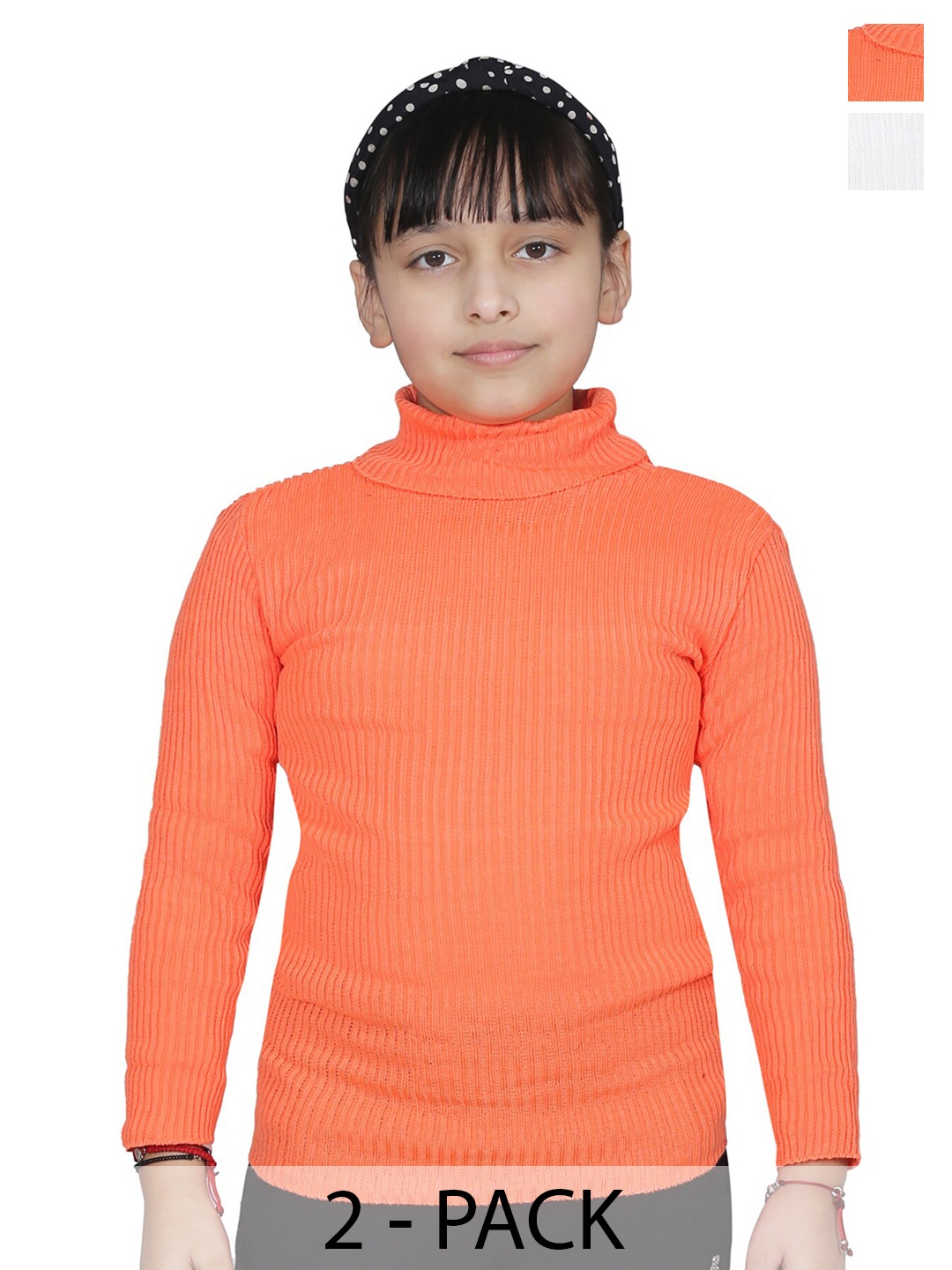 

BAESD Girls Pack Of 2 Turtle Neck Woollen Pullover Sweaters, White