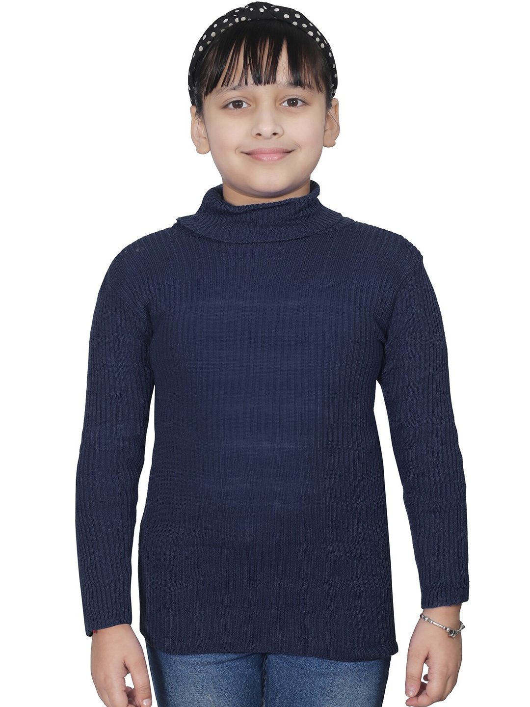 

BAESD Girls Striped Turtle Neck Woollen Pullover, Blue