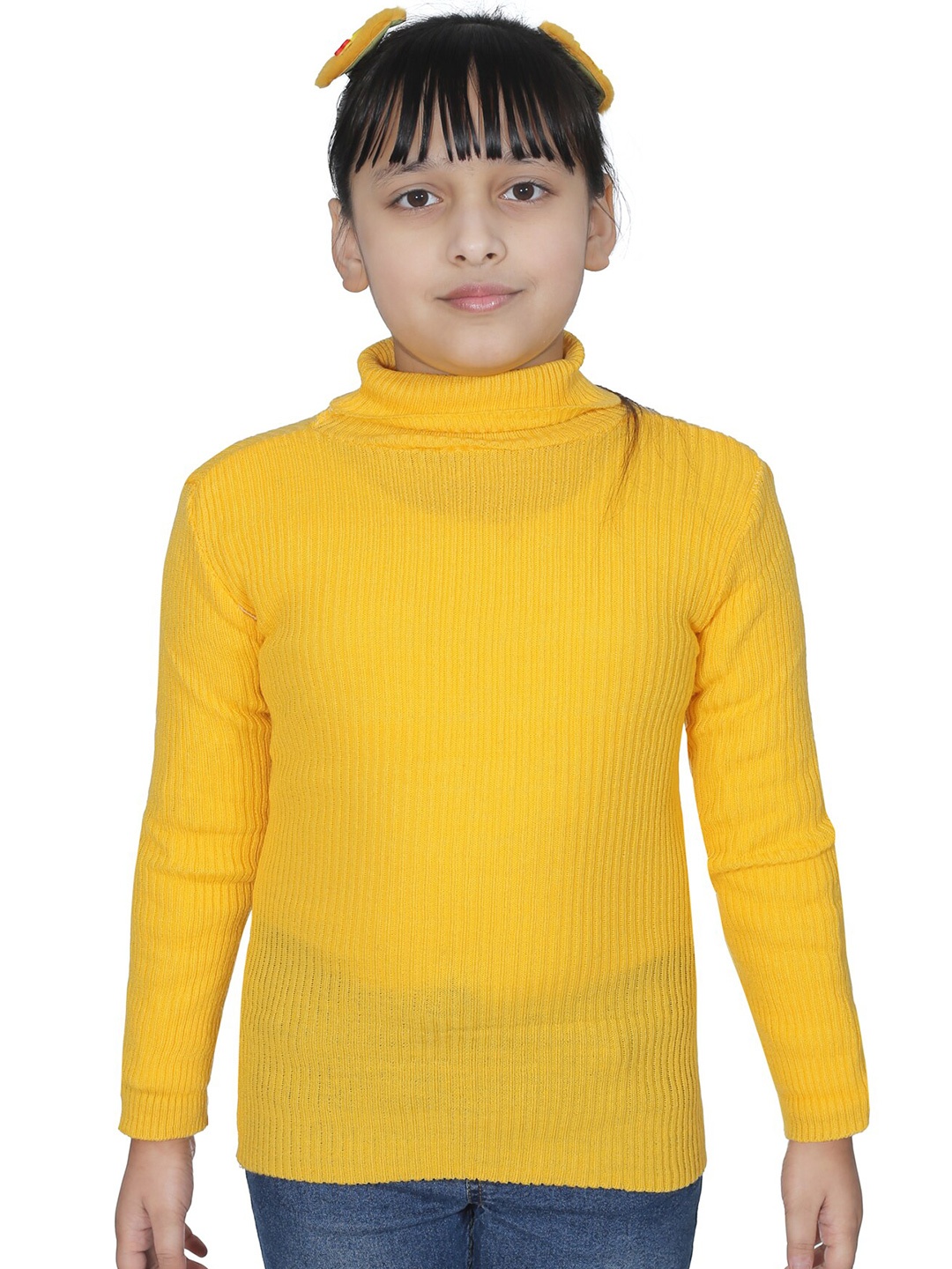 

BAESD Girls Striped Turtle Neck Woollen Pullover Sweaters, Yellow