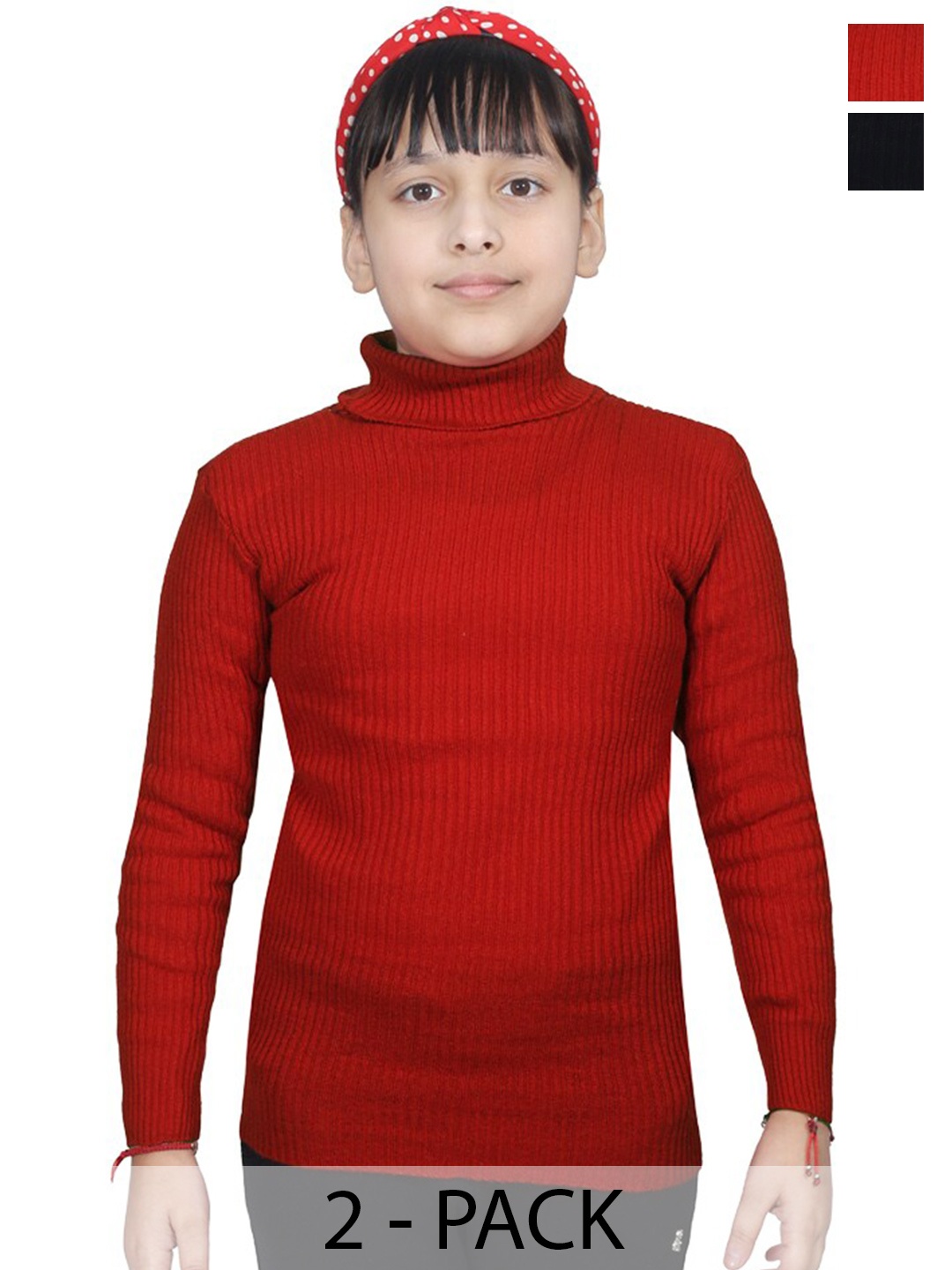 

BAESD Girls Pack of 2 Woollen Pullover Sweaters, Maroon