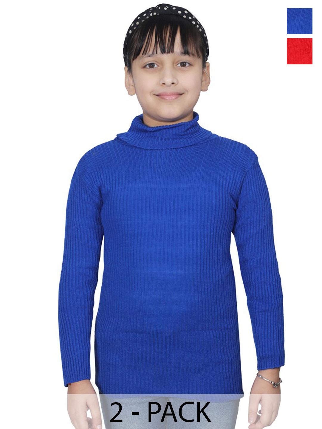 

BAESD Girls Pack of 2 Woollen Pullover Sweaters, Red
