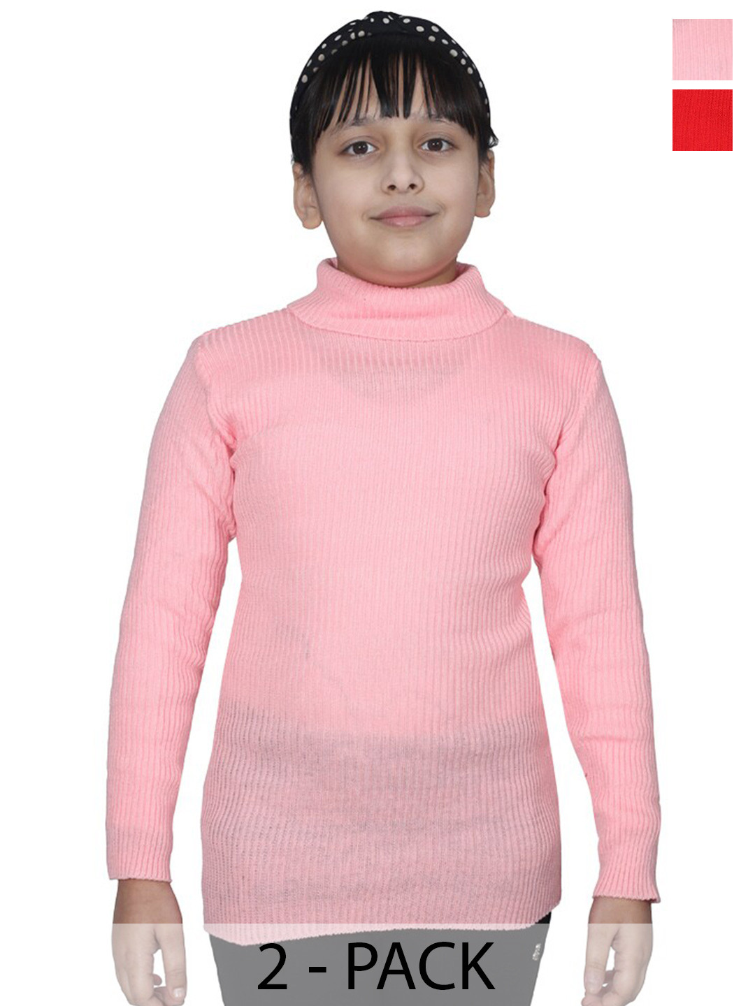 

BAESD Girls Pack of 2 Striped Woollen Pullover Sweaters, Red