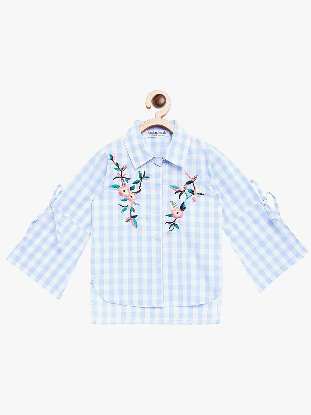 

BAESD Girls Gingham Checks Checked Cotton Spread Collar Opaque Casual Shirt, Blue