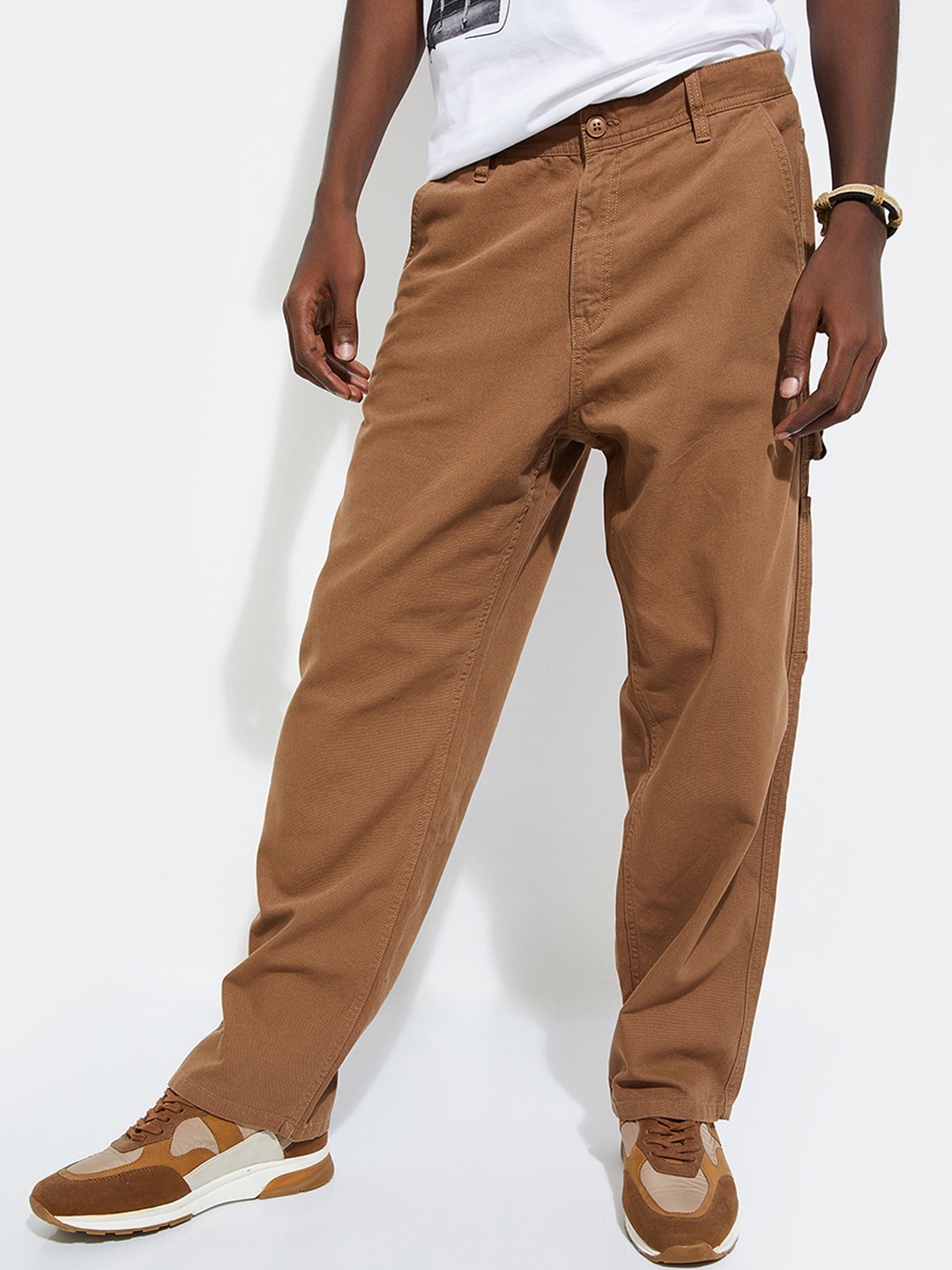 

max URB_N Men Mid-Rise Cargos Cotton Casual Trousers, Brown