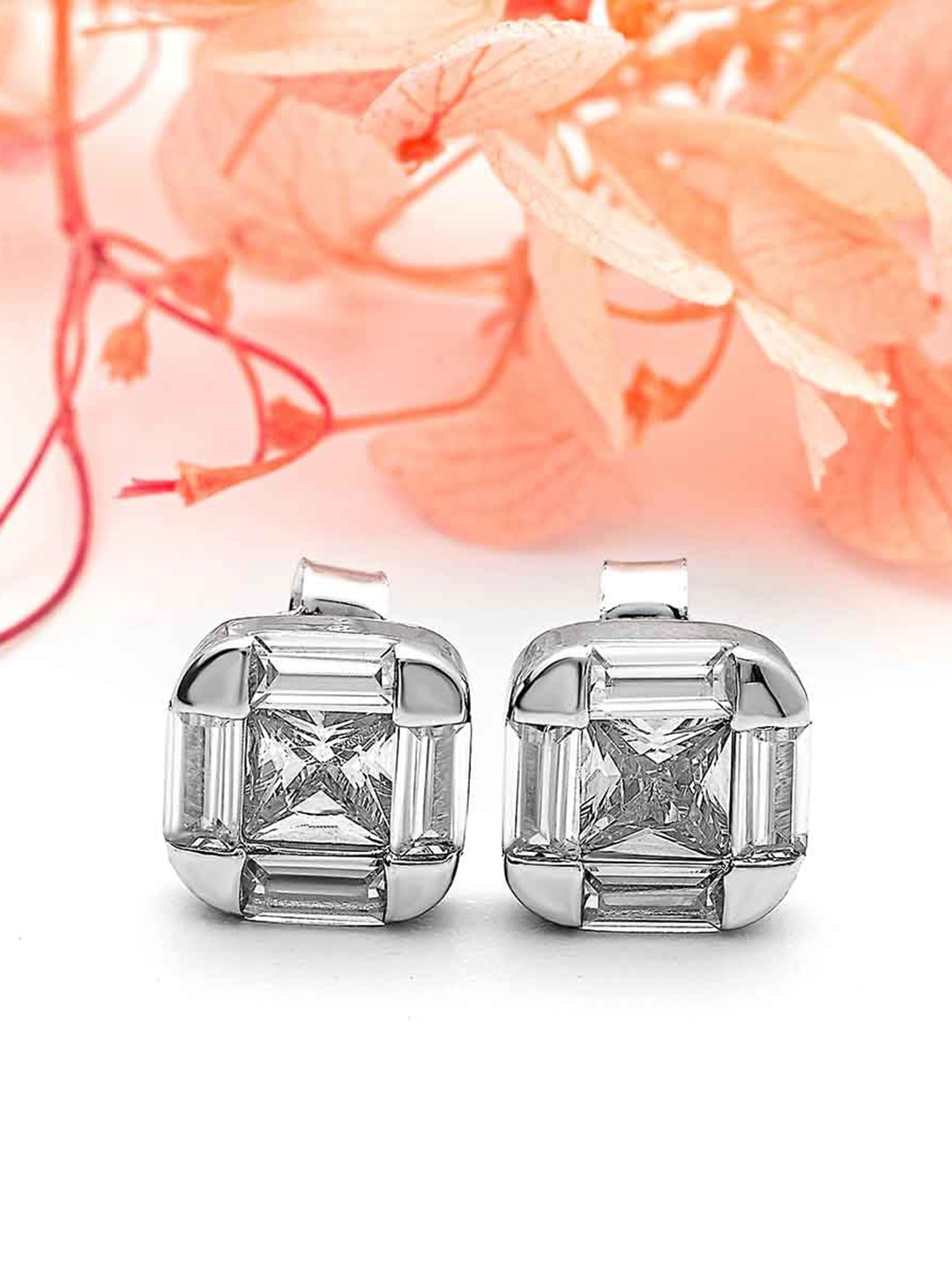

SILBERRY Rhodium-Plated Studs Earrings, Silver