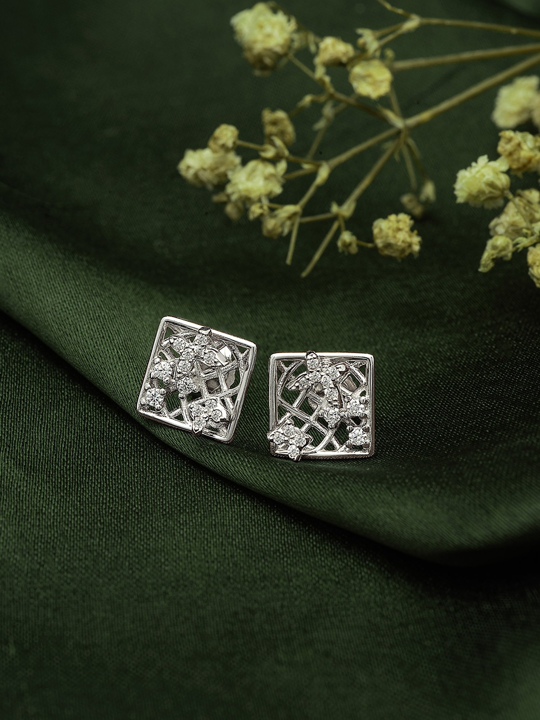 

SILBERRY Rhodium-Plated Studs Earrings, Silver