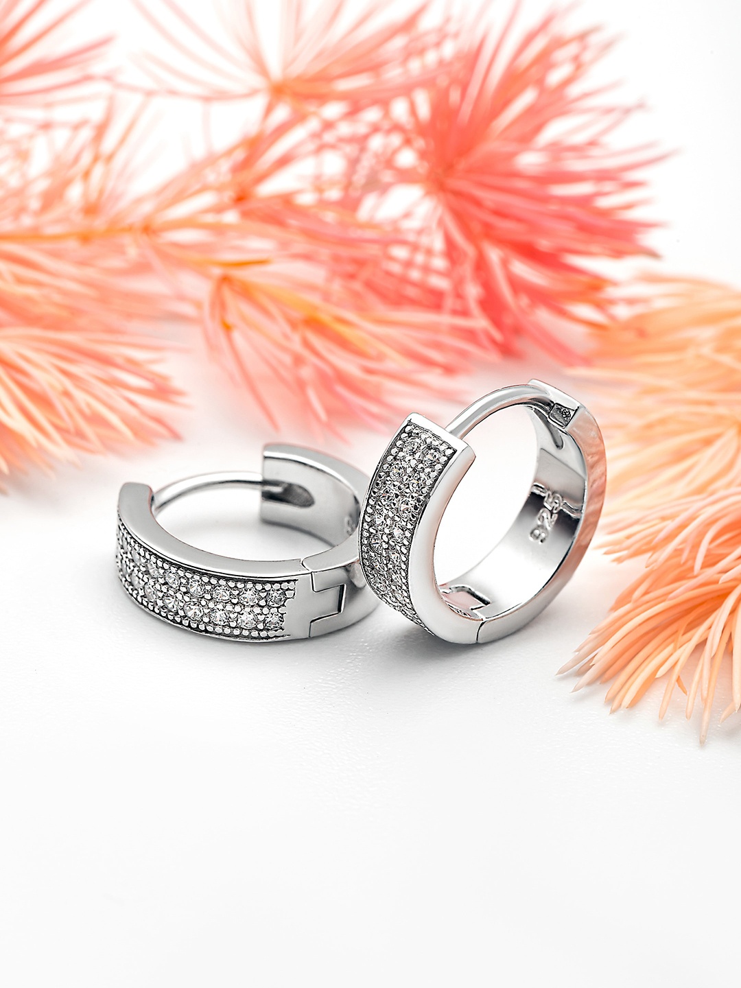 

SILBERRY Rhodium-Plated Sterling Silver Contemporary Hoop Earrings