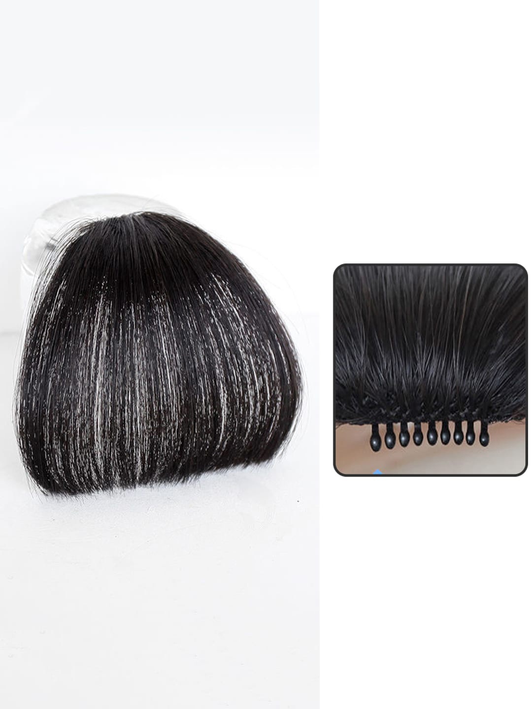 

VAGHBHATT Human Hair Clip-On Air Bangs Fringe Hair Extensions - Black 07