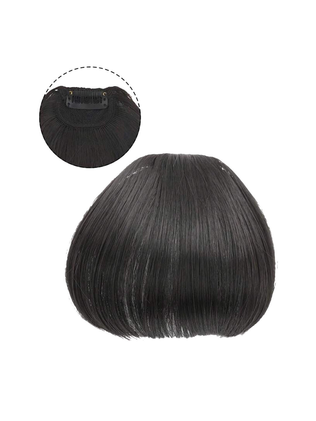 

VAGHBHATT Human Hair Clip-On Air Bangs Fringe Hair Extensions - Black 16