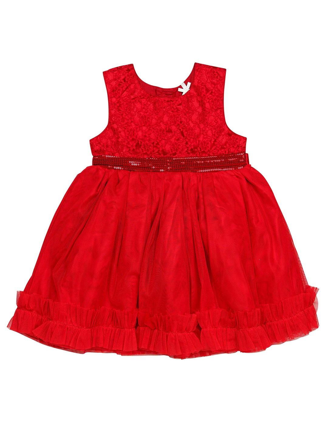 

H By Hamleys Girls Self Design Sequined Fit & Flare Dress, Red