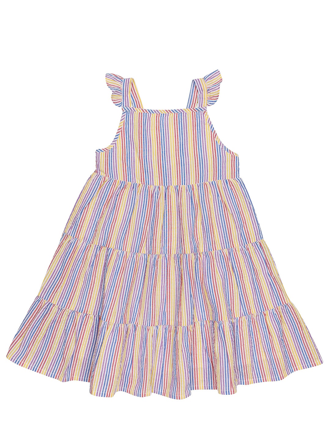 

H By Hamleys Girls Striped Cotton A-Line Dress, Yellow