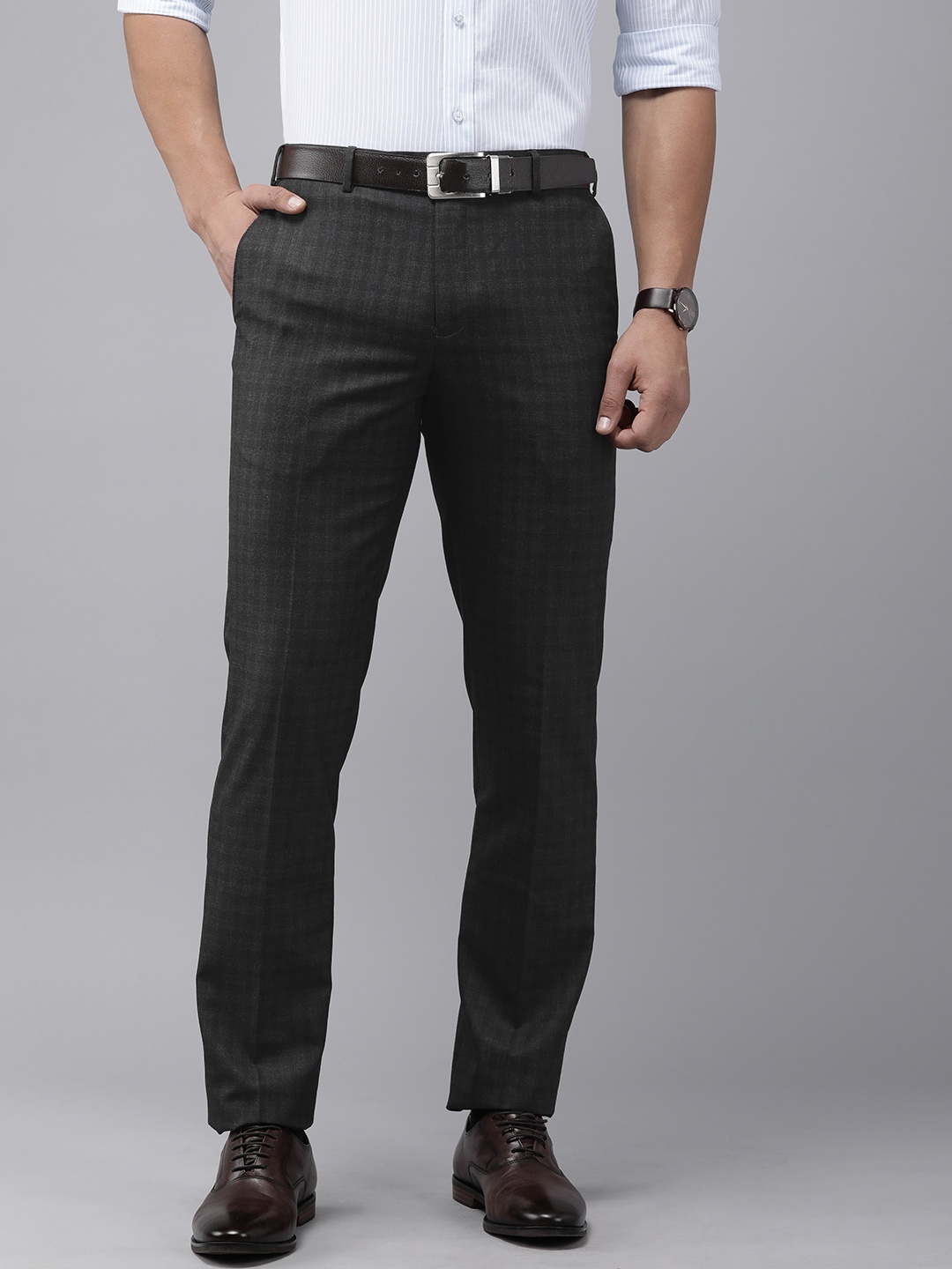 

Park Avenue Men Solid Formal Trouser, Black