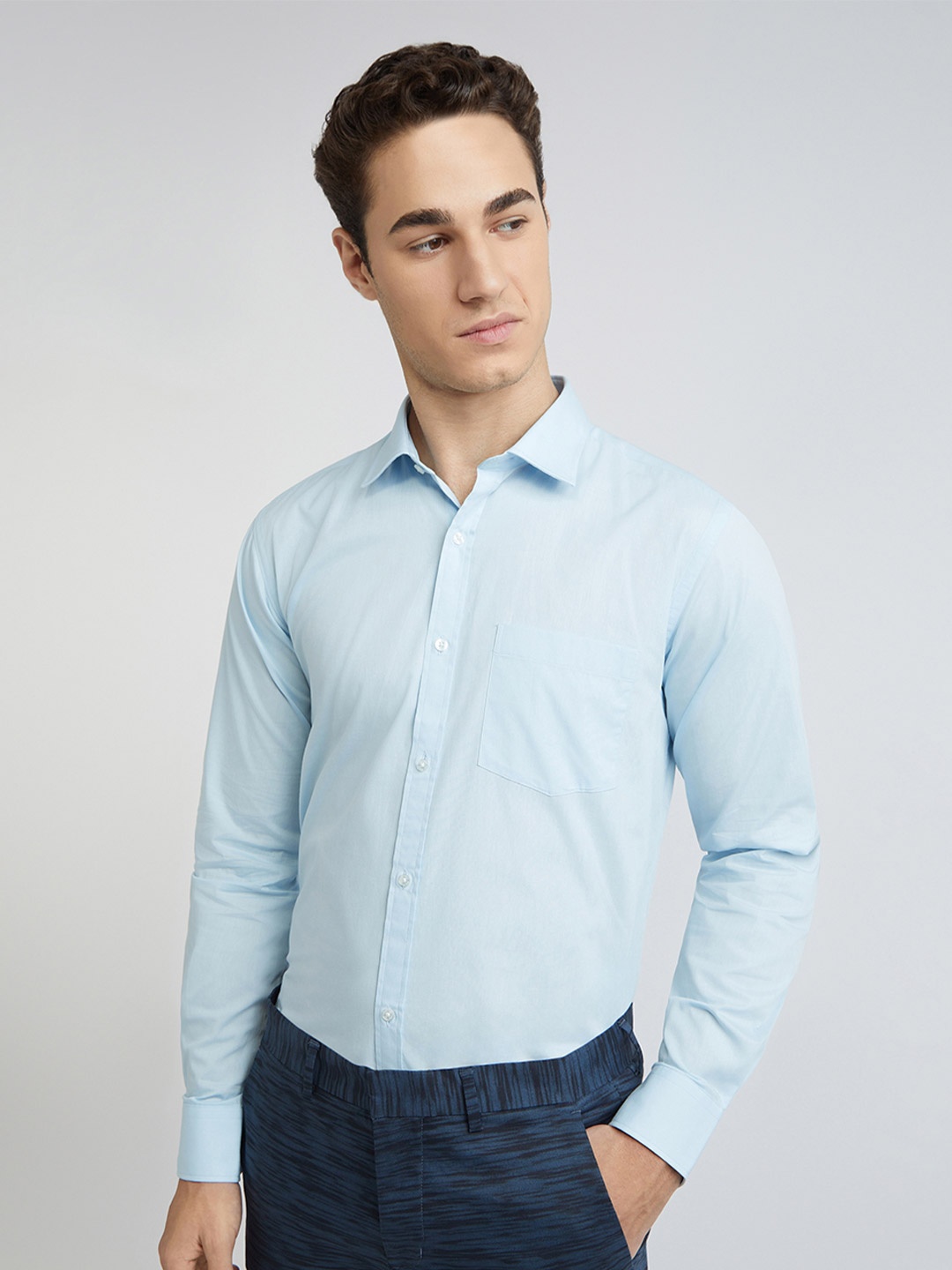 

Park Avenue Pure Cotton Slim Fit Opaque Formal Shirt, Blue